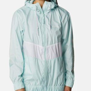 Columbia SANDY SAIL Women's Windbreaker Jacket (Icy Morning/White) Size XL